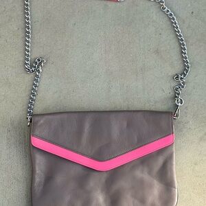 Taupe and Pink Chain Strap Women's Bag